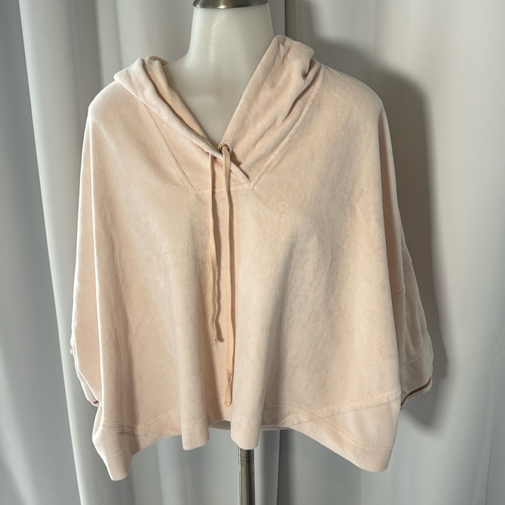 Anthropologie Saturday/Sunday Cropped Velvet Hoodie Pink XS